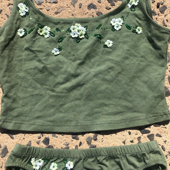 Vintage Hunza G Olive Green Bikini Swimsuit - Picture 2 of 4